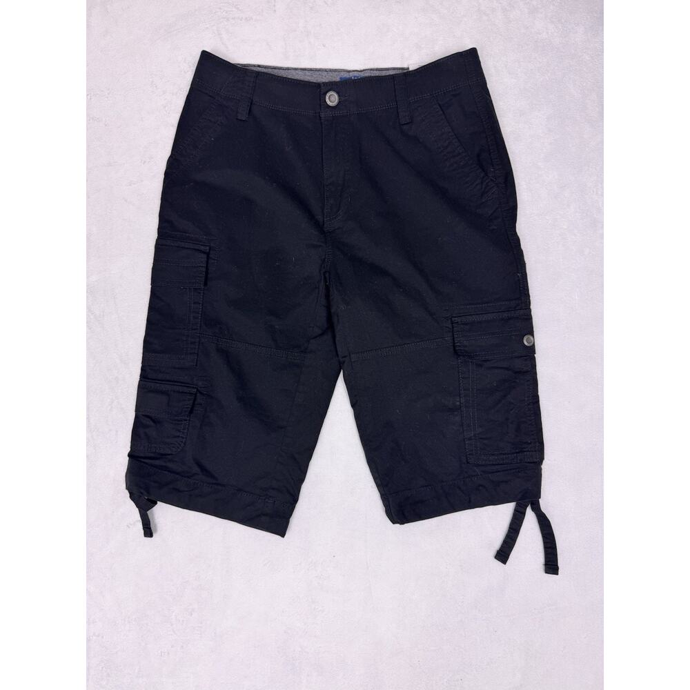 Mens Black George Cargo Shorts Size 30 Below Knee Pocket Snap NWT